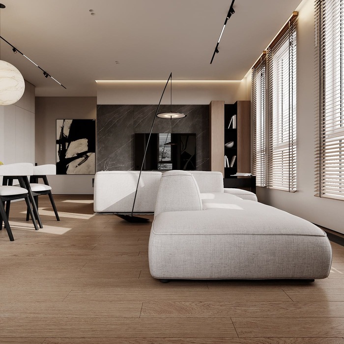 Ergonomic apartment in a minimalist style, kitchen-living room, photo 34