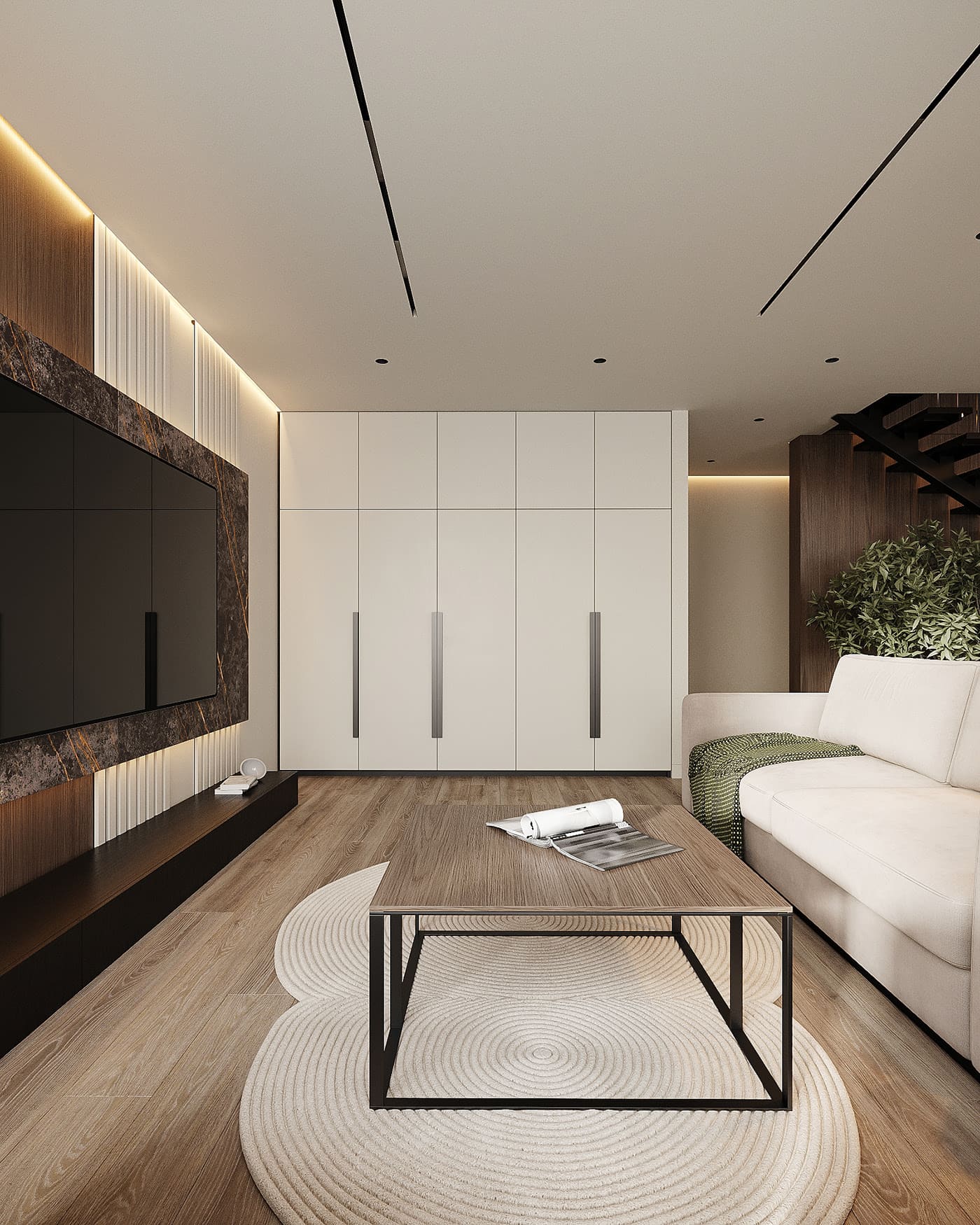 Modern two-storey apartment, kitchen-living room, photo 75