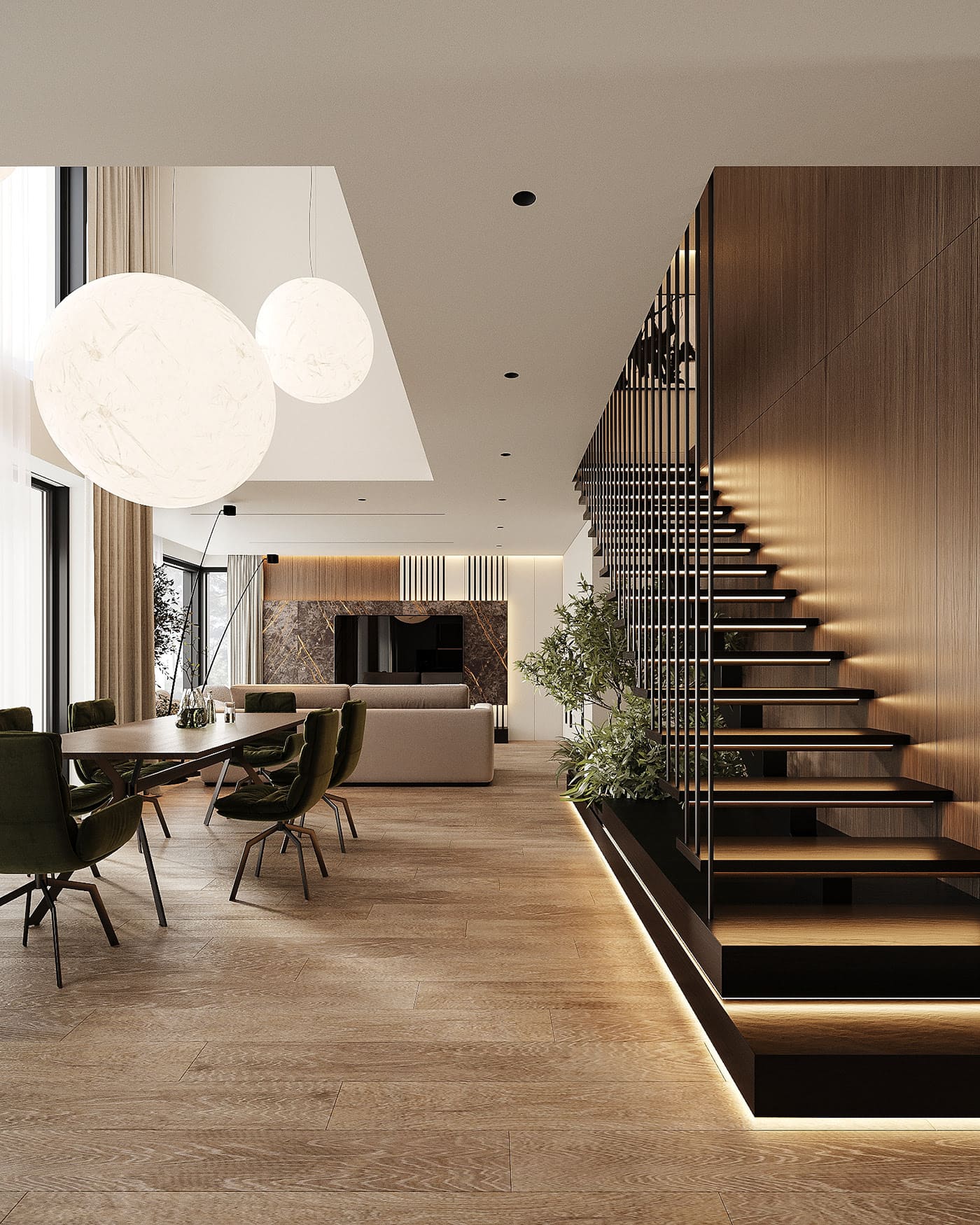 Modern two-storey apartment, kitchen-living room, photo 70