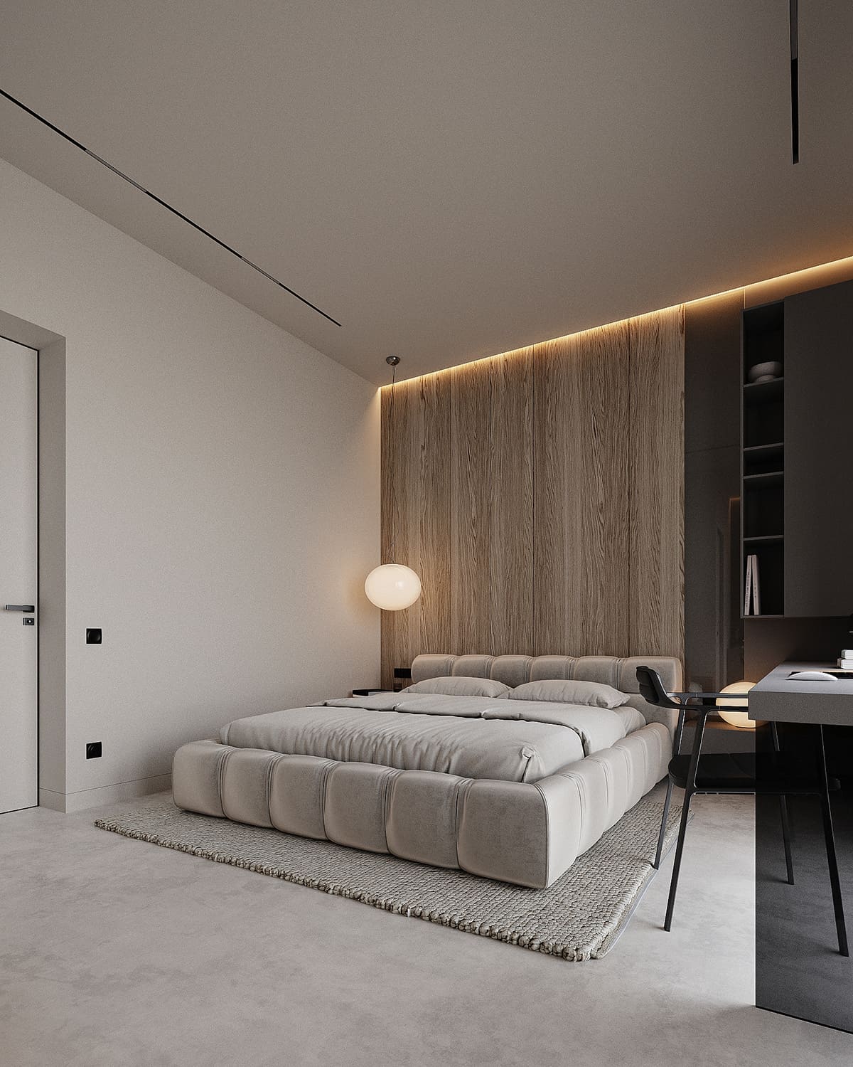 Spacious apartment in minimalist style, bedroom, photo 46 