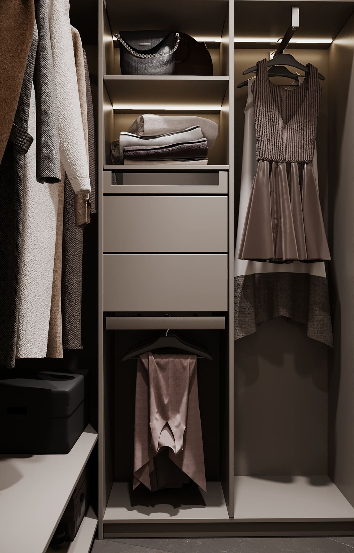 Cozy apartment in soft colors, wardrobe, photo 1