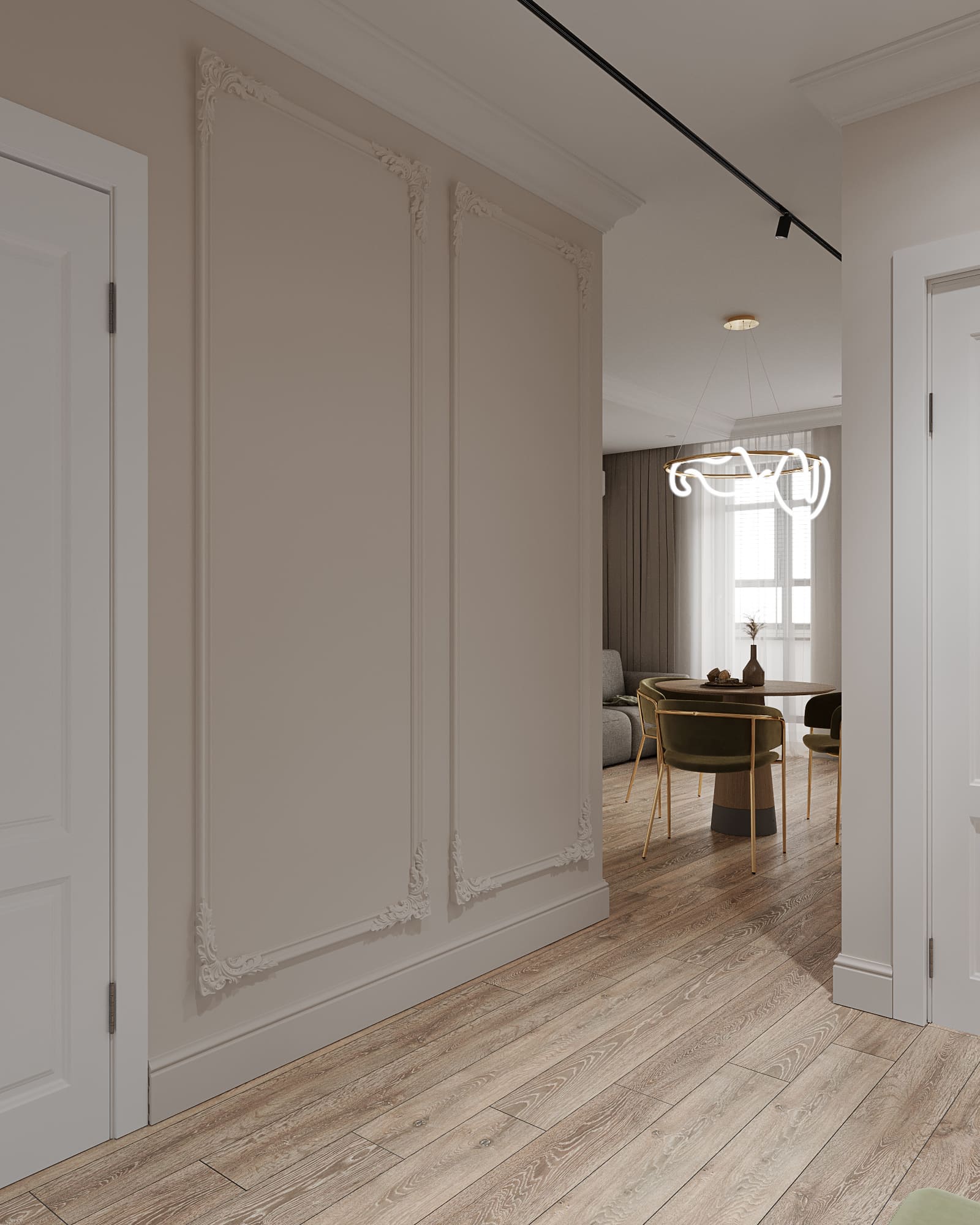 Neoclassical apartment for young couple, hallway, photo 3