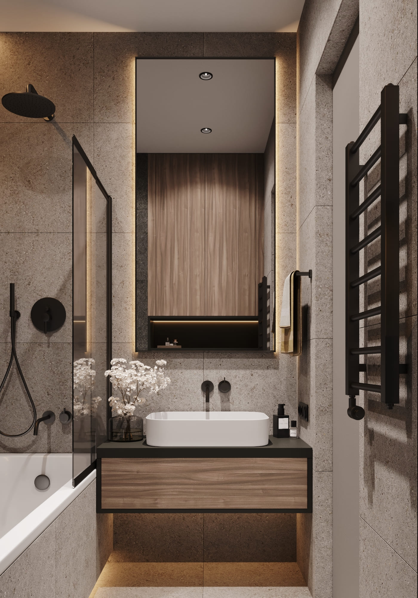 Modern apartment for a bachelor, master bathroom, photo 1