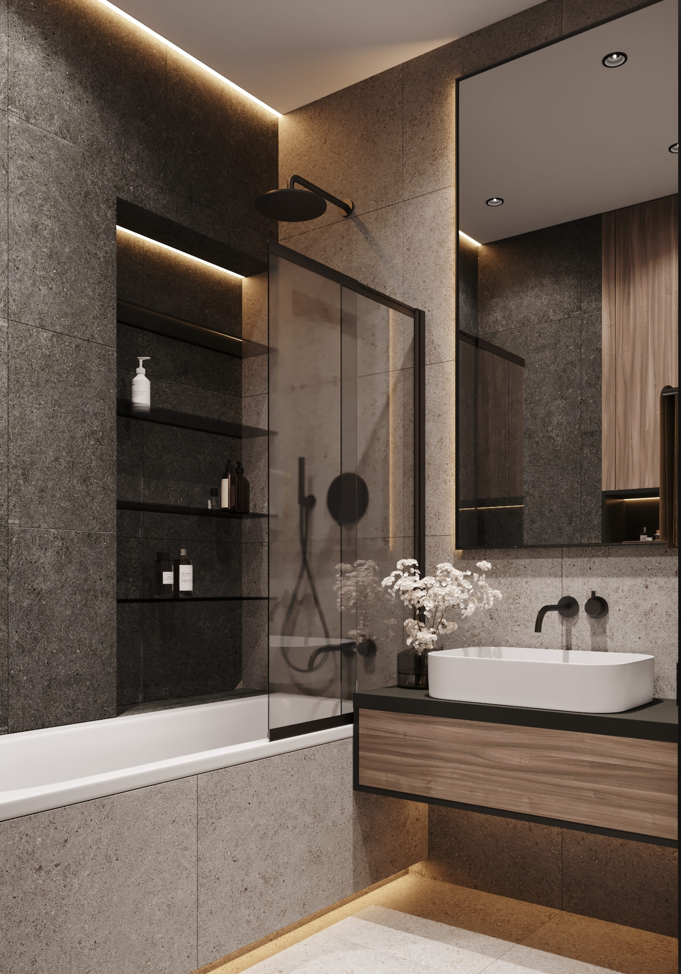 Modern apartment for a bachelor, master bathroom, photo 2