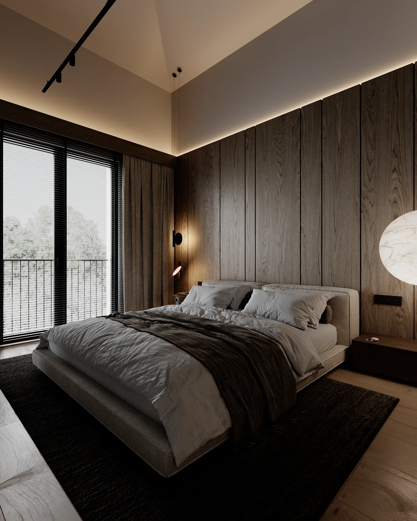 Мастер спальня, кадр 4 — Дизайн-проект квартиры 98 м² в Тиране