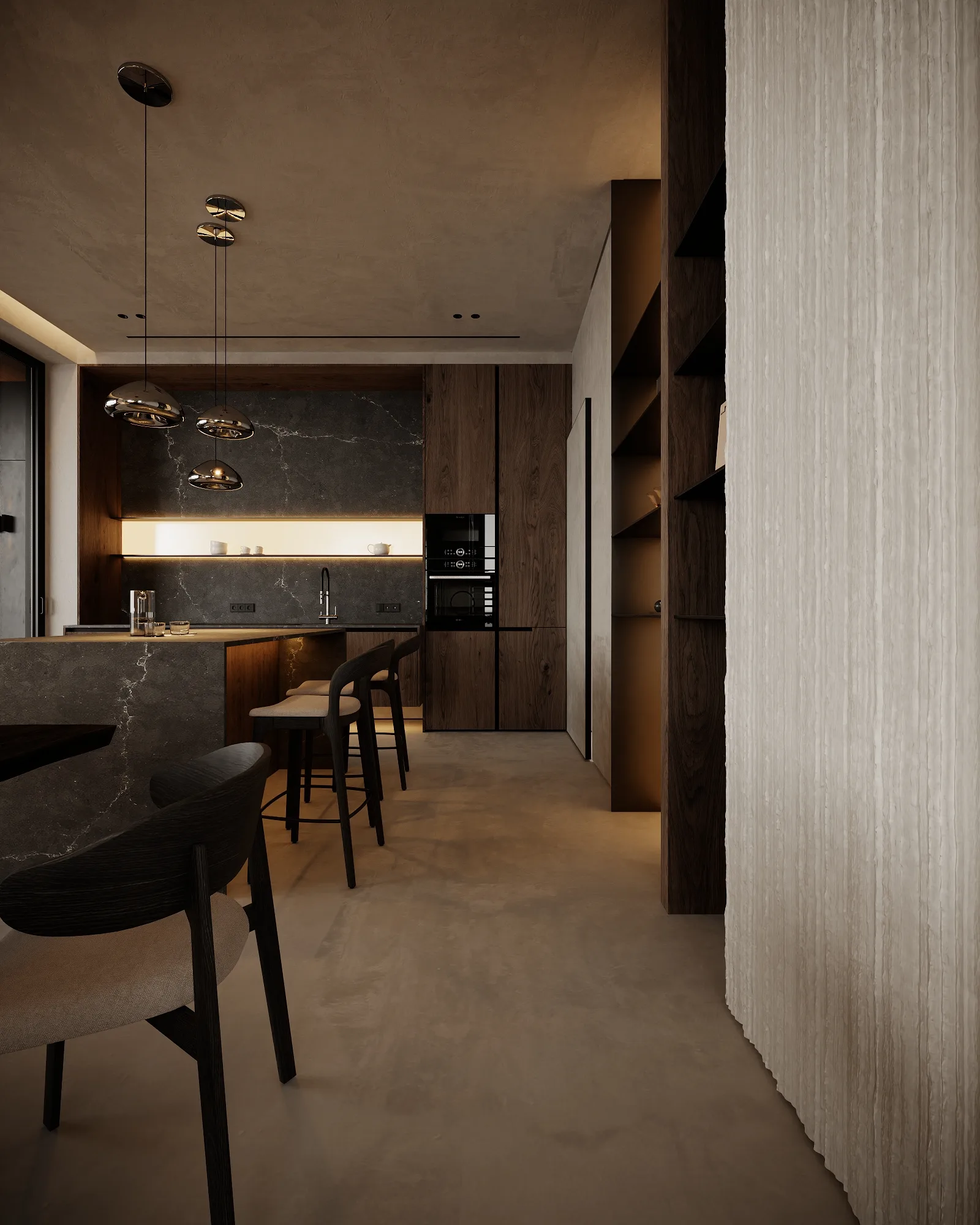 Кухня-гостиная, кадр 19 — Дизайн-проект дома 290 м² в Алматы