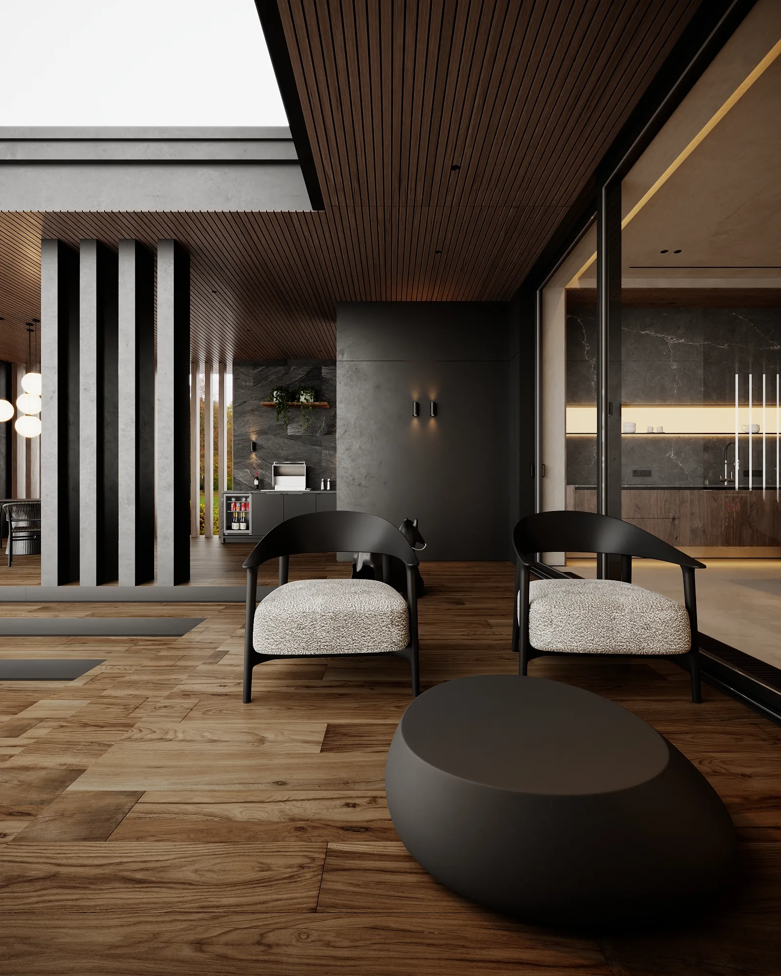 Терраса, кадр 3 — Дизайн-проект дома 290 м² в Алматы