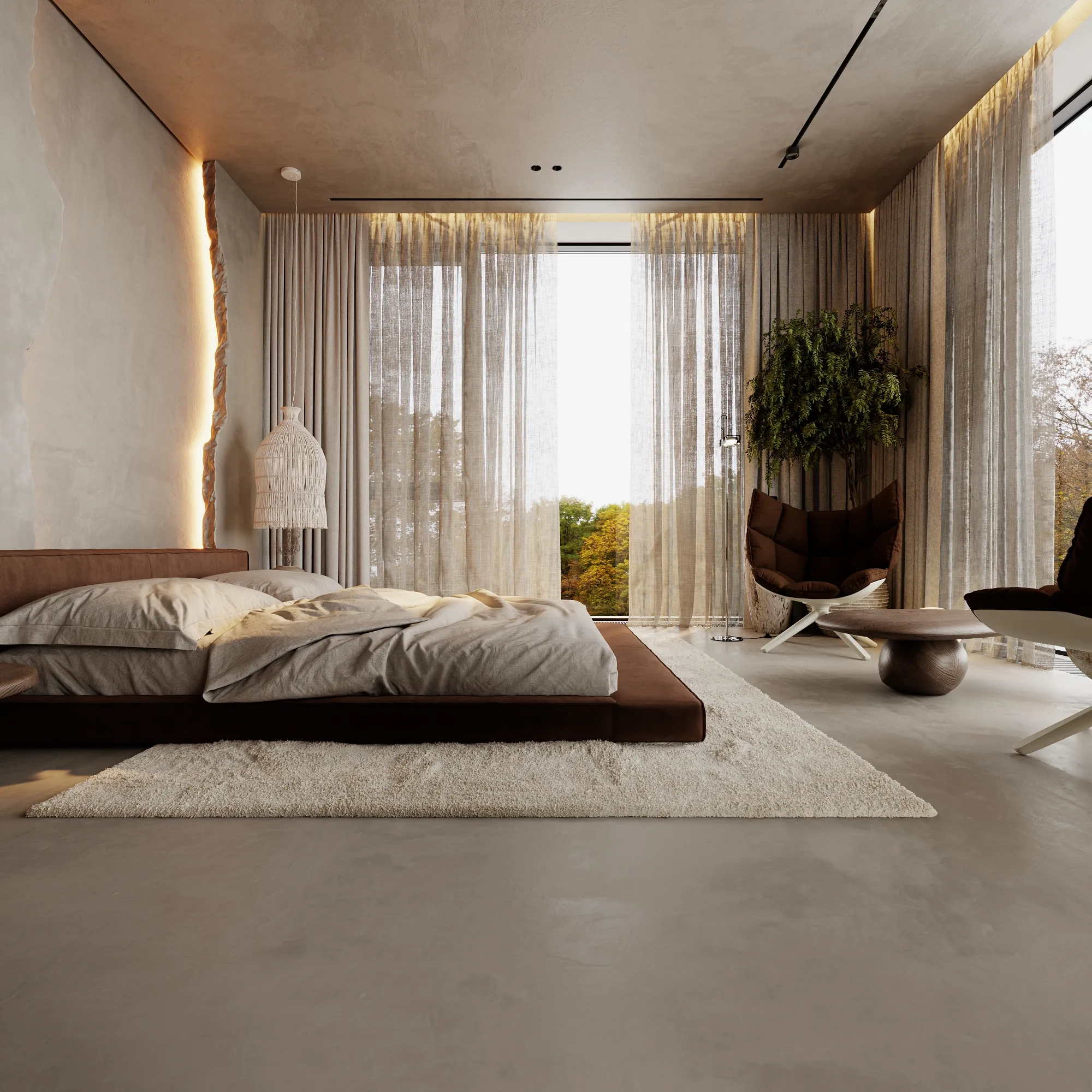 Мастер-спальня, кадр 3 — Дизайн-проект дома 290 м² в Алматы