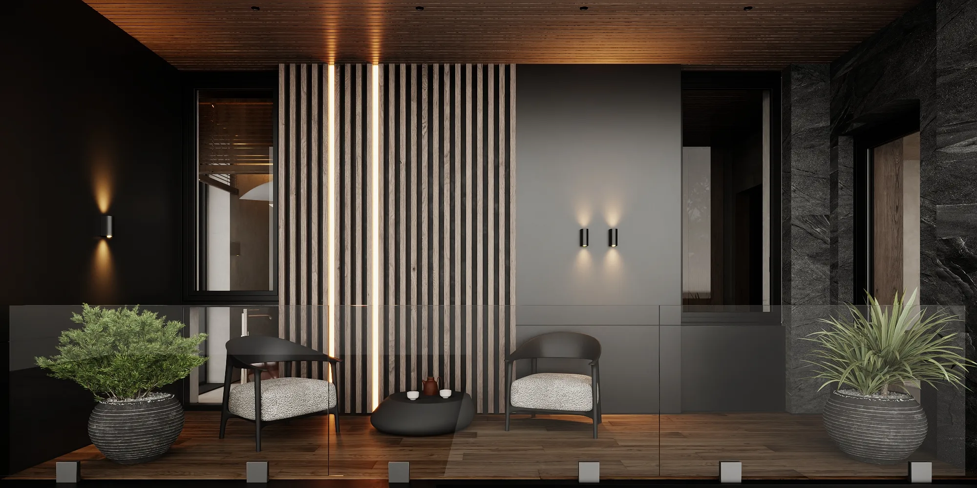 Балкон, кадр 1 — Дизайн-проект дома 290 м² в Алматы