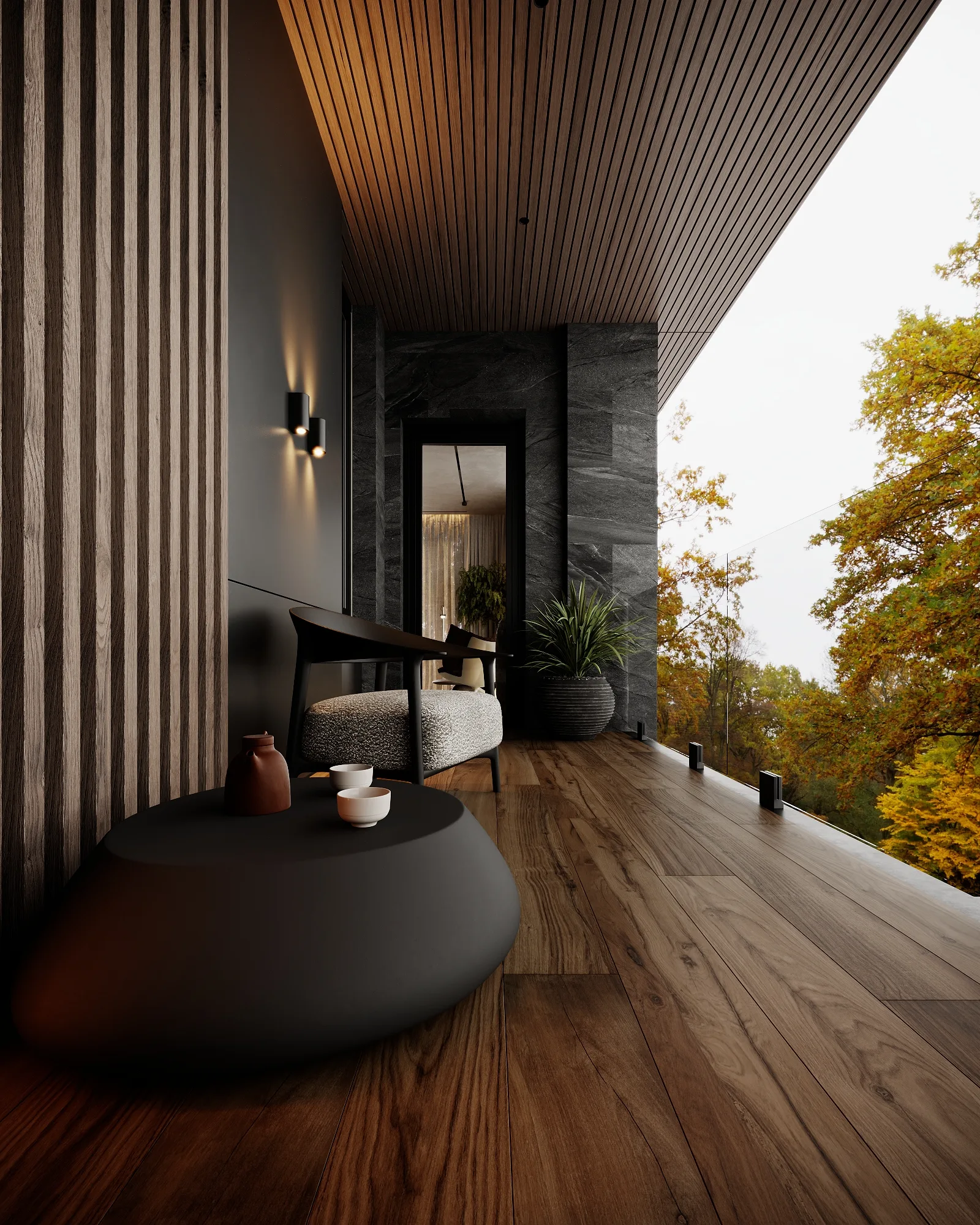 Балкон, кадр 5 — Дизайн-проект дома 290 м² в Алматы
